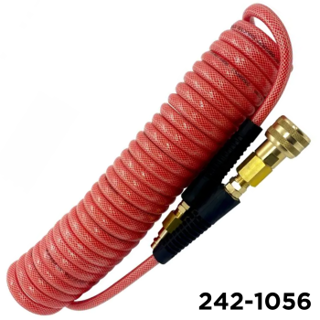 Air Components 20' Polyurethane Braided Air Coil Hose With 300 PSI Quick Connect Red