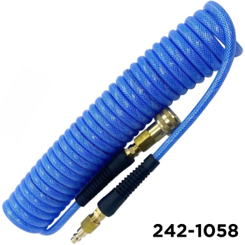 Air Components 20' Polyurethane Braided Air Coil Hose With 300 PSI Quick Connect Blue