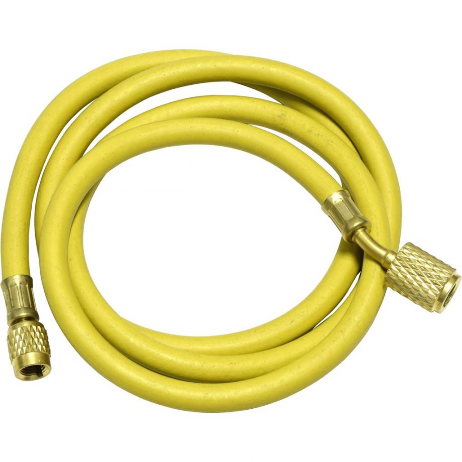 yellow 60" hose with auto shut-off valve fittings for R12