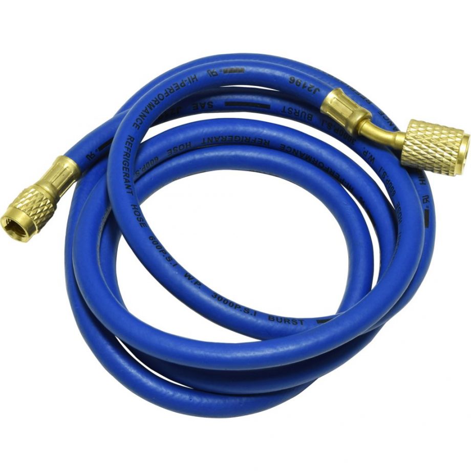 blue 72" hose with auto shut-off valve fittings for R12