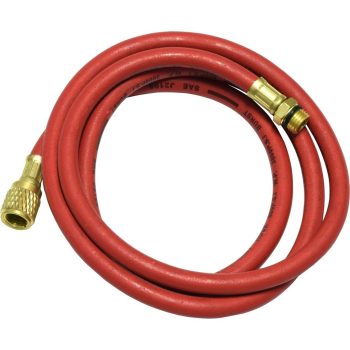 red 60" hose with male 14mm x 1.5 and 1/2" Acme-Fittings for R-134a