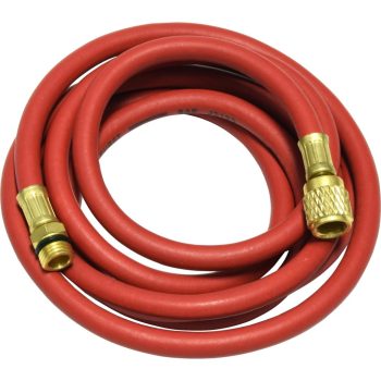 red 96" hose with male 14mm x 1.5 and 1/2" Acme-Fittings for R-134a