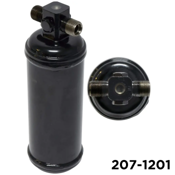 Receiver Drier Hyundi Kia Toyota Inlet 5/8 - 18 Outlet 5/8 - 18 Diameter 60 (mm) Length 199 (mm) 3/8 Fuse Plug & Sight Glass