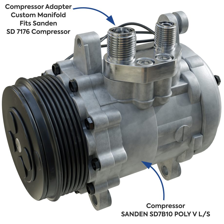 Comp Adapter Manifold Sanden 7176 SD7B10 x Male Insert Oring
