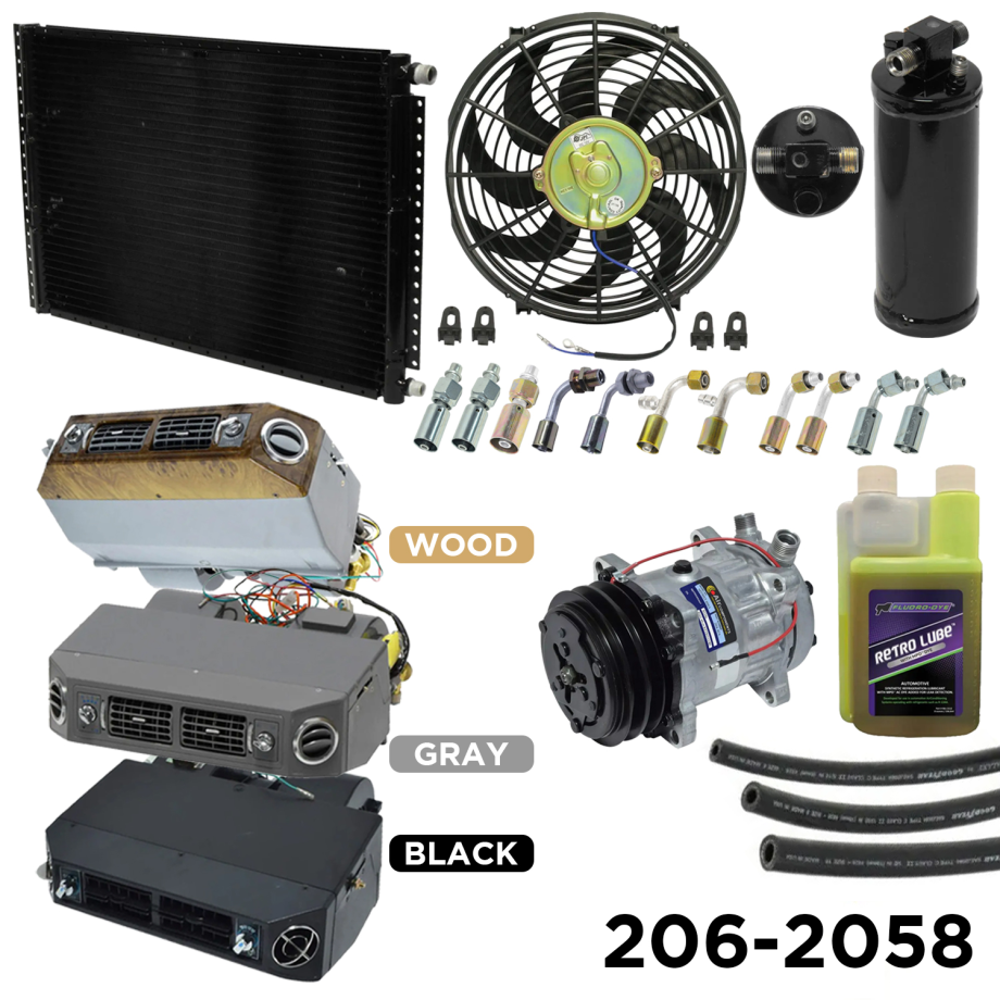 Universal A/C Under Dash Kit  Black, Gray or Wood 12V