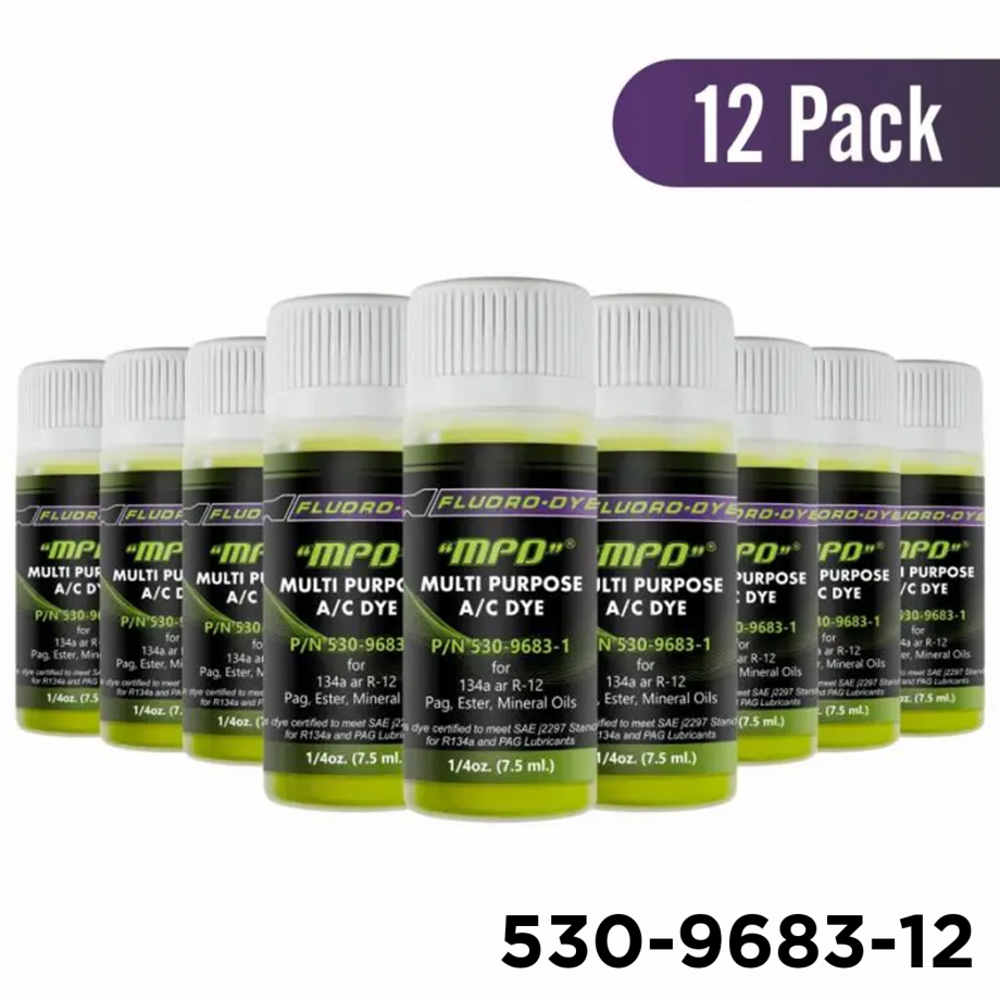 Fluoro-Dye MPD™ 134a & R-12 Universal A/C Dye 1/4 oz. 12 Pack (12 Applications)