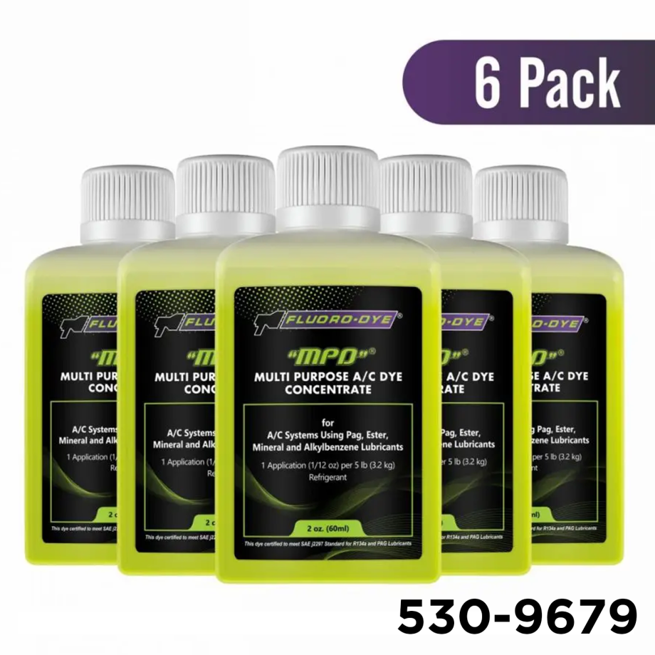 Fluoro-Dye MPD™ 134a & R-12 Universal A/C Dye Concentrate 6-2 oz. Bottles (144 applications)