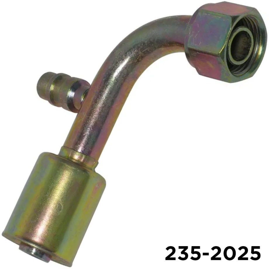Beadlock Fitting Steel 90 Deg R134a 16mm Port  #8 FOR x #8 Hose