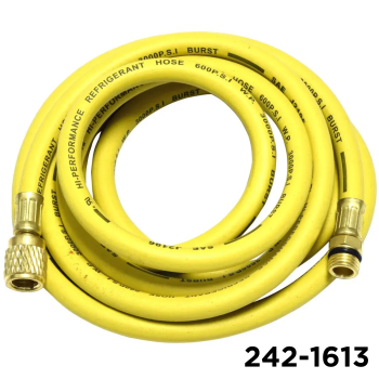 134A Charging Hose 96" Yellow W / Adapters 14mm Male x 1/2" Acme Female