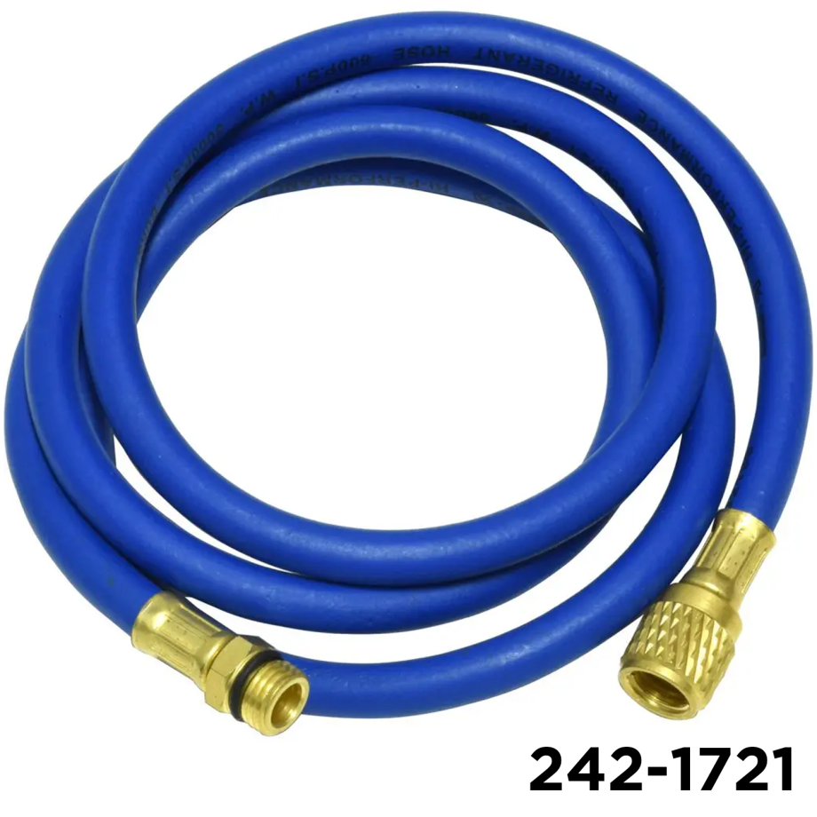 1234YF Charging Hose 96" Blue 1/4"  W / Adapters 12mm Male x 1/2" LH Acme Female