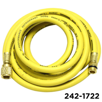 1234YF Charging Hose 96" Yellow 1/4"  W / Adapters 12mm Male x 1/2" LH Acme Female