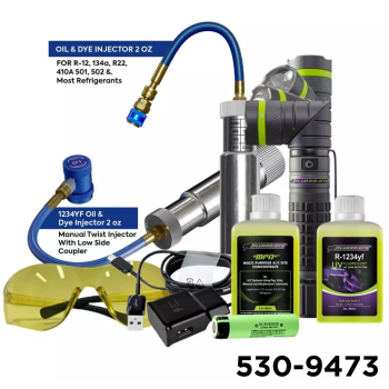 Fluoro-Dye A/C Master Start Up Kit with High Intensity UV & Flash Light For R-12,134a, 1234YF R22, 410a & most refrigerants