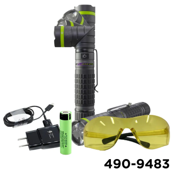 Versa Light 90 Degree Rechargeable High-Intensity UV Light & Flash Light With Battery, Charging Cable, Wall Charger  & Safety Glasses