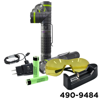 Versa Light 90 Degree Rechargeable High-Intensity UV Light & Flash Light With Battery, Charging Cable, Wall Charger, Safety Glasses, Spare Battery & External Charger