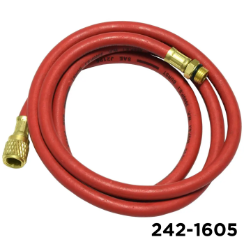 134A Charging Hose 60" Red 1/4" W / Adapters 14mm Male x 1/2" Acme Female