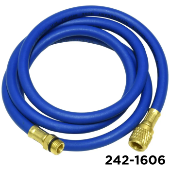 134A Charging Hose 60" Blue 1/4" W / Adapters 14mm Male x 1/2" Acme Female
