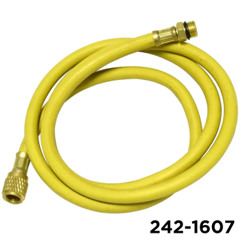 134A Charging Hose 60" Yellow 1/4" W / Adapters 14mm Male x 1/2" Acme Female