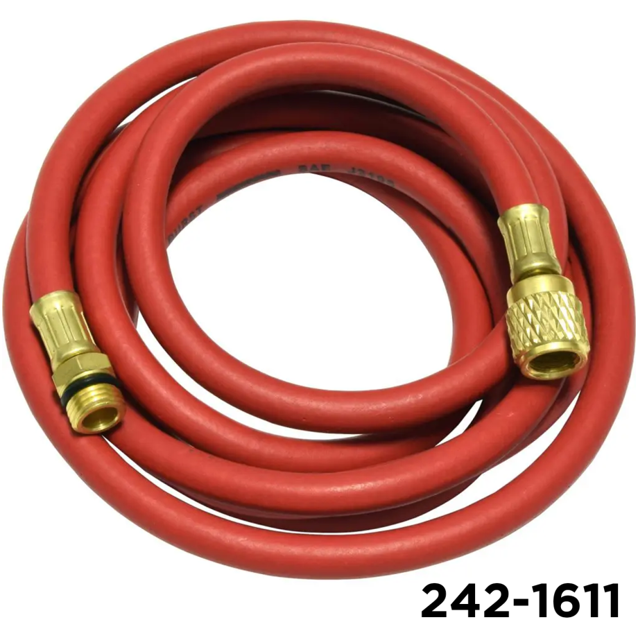 134A Charging Hose 96" Red W / Adapters 14mm Male x 1/2" Acme Female