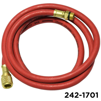 1234YF Charging Hose 60" Red 1/4"  W / Adapters 12mm Male x 1/2" LH Acme Female