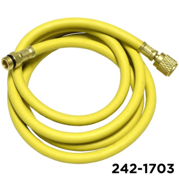 1234YF Charging Hose 60" Yellow 1/4"  W / Adapters 12mm Male x 1/2" LH Acme Female