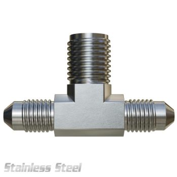 Fitting High Pressure Air Fitting  T 1/4" NPT X 1/8" JIC X 1/8" JIC Male Flare (Stainless Steel)