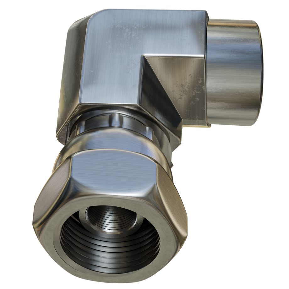 Fitting High Pressure Air 1/8" Female JIC Swivel X 1/4" Female 90 Degree NPT (Steel)
