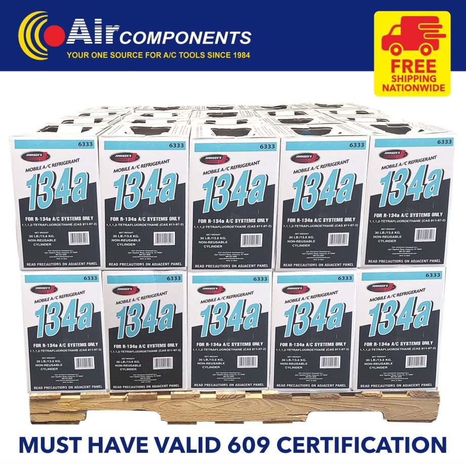 Import 134A Refrigerant Pallet Price $209 Per 30lb Cylinder (FREE SHIPPING)